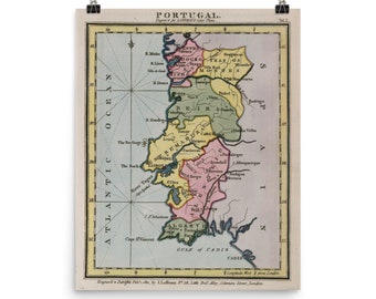 Old Portugal Map (1801) Vintage Portuguese Atlas Poster