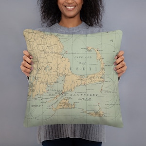 Jahrgang Cape Cod Leuchttürme Karte (1898) Küsten Massachusetts nautischen Atlas Grundlegende Kissen