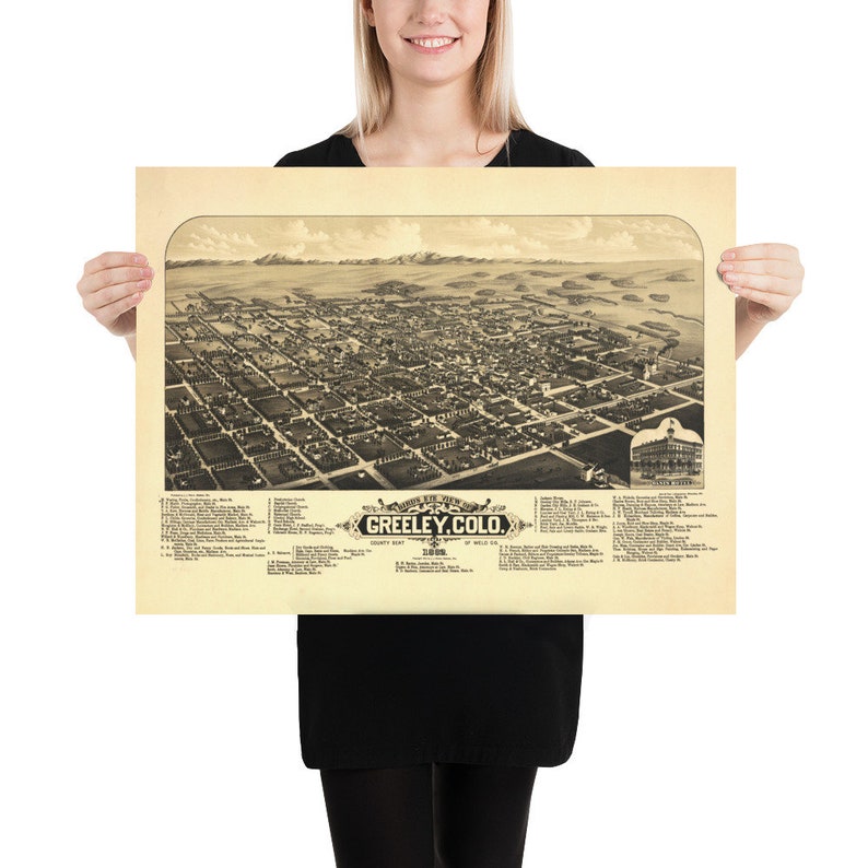 Old Greeley CO Map 1882 Vintage Front Range Urban Corridor Etsy
