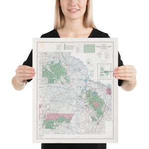 Kisatchie National Forest Karte (1978) Louisiana Woodland Reserve Atlas Poster