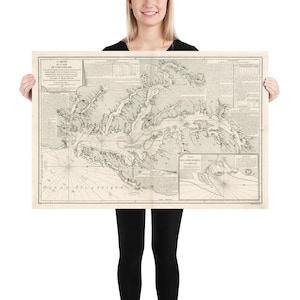 Póster Mapa antigo da baía de Chesapeake (1778) Atlas da península de Delmarva do vintage