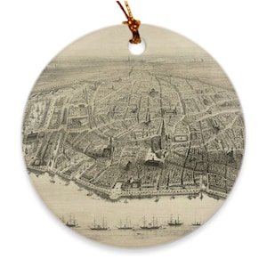 Antwerpen Belgien Landkarte (1852) Vintage Antwerpen Vögel Auge Atlas Ornamente