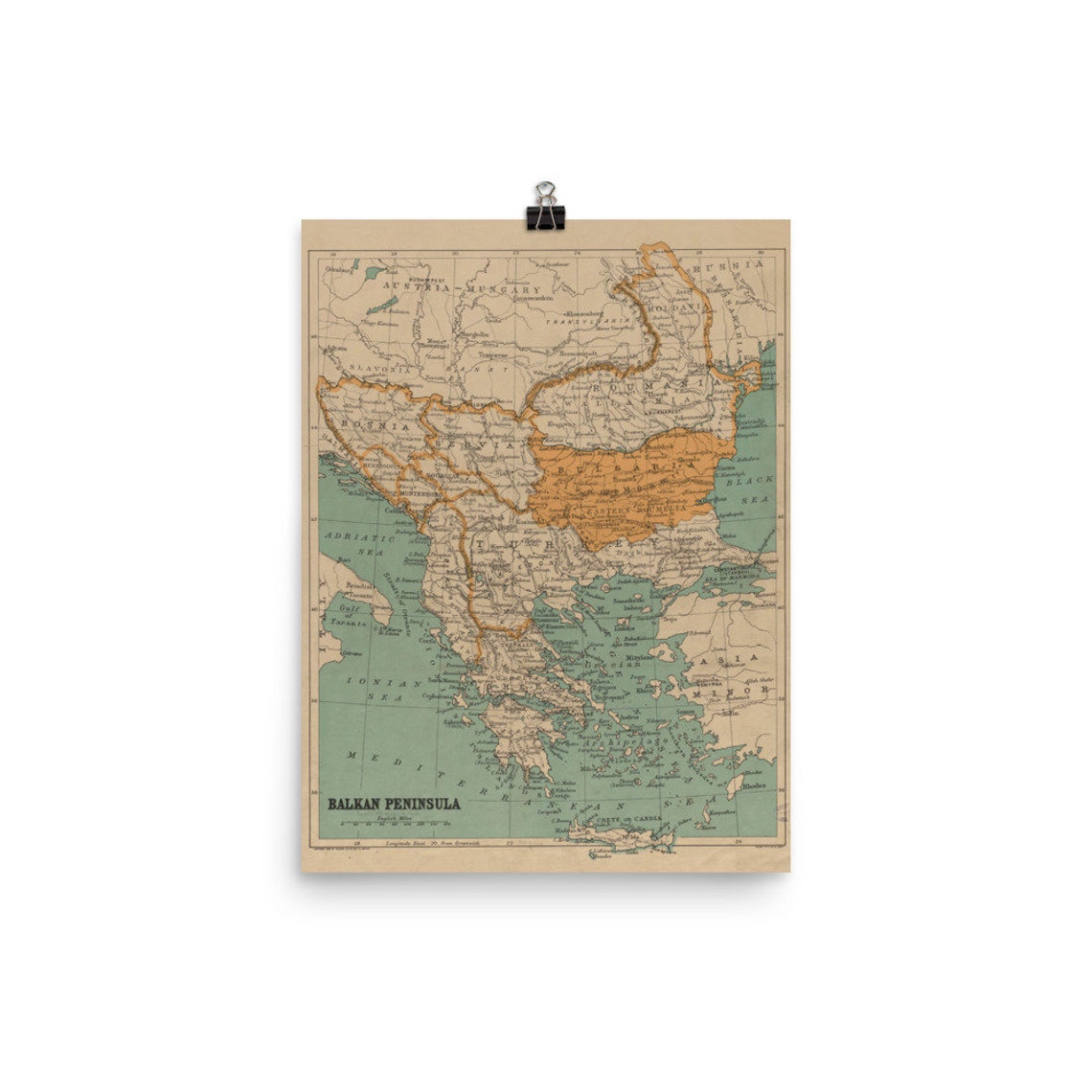 Balkan Peninsula Map (1908) Old Southeastern Europe Atlas Poster - Etsy