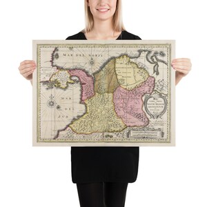 Old Colombia Map (1719) Vintage Latin America Country Atlas Poster