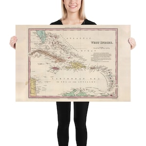 Old Caribbean Map (1834) Vintage West Indies Atlas Poster image 5