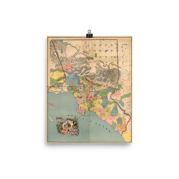 Ancienne carte du comté de Los Angeles, 1888 carte