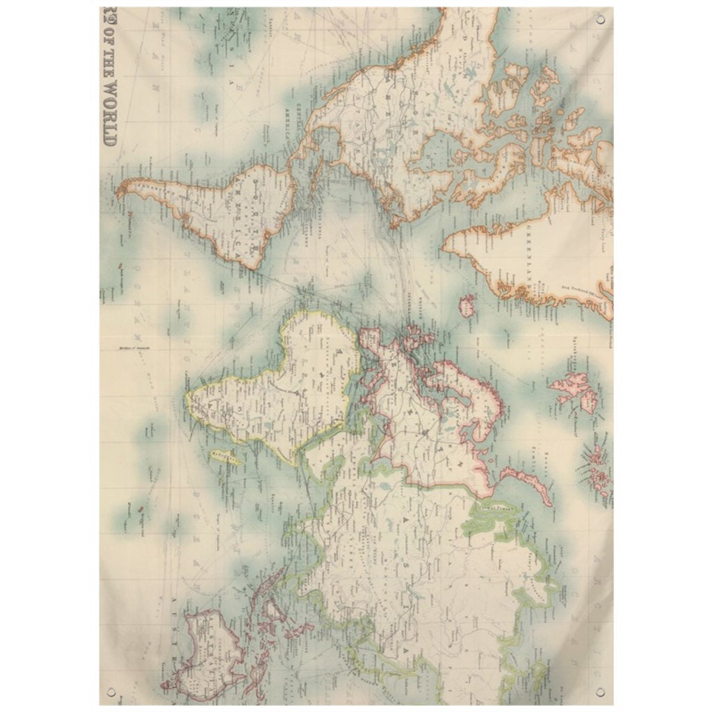 Vintage World Map Tapestry (1911) Colorful Travel Atlas - Etsy
