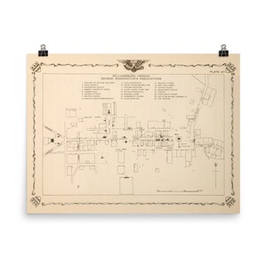 Colonial Williamsburg Map (1781) Historic Virginia Landmarks Poster