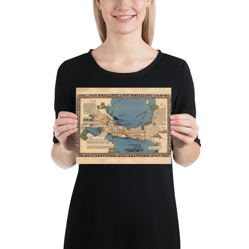 Old Madison WI Map (1924) Vintage Wisconsin Capital City Atlas Poster image 2