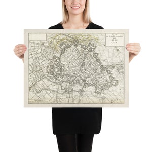 Pôster Antigo Mapa de Lille França (1708) Vintage Hauts-de-France Capital City Atlas
