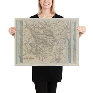 Old Catskill Mountains Map (1879) Vintage Upstate New York Mountain Range Atlas Poster