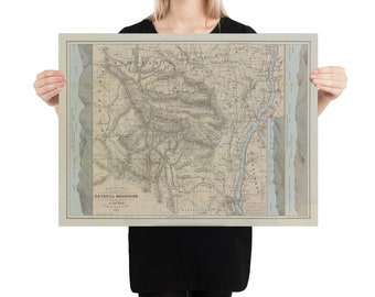 Alte Catskill Mountains Karte (1879) Vintage Upstate New York Mountain Range Atlas Poster