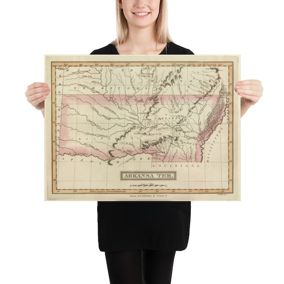 Carte Ancienne De L'Arkansas 1861 – Reproduction D'art Vintage – Prête à Encadrer