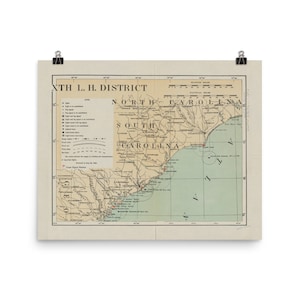 Póster Mapa antigo do farol da Carolina do Sul (1898) Vintage Náutico SC Chart
