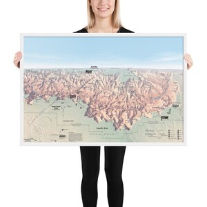 Grand Canyon Topographie Karte - South Rim Panorama Atlas Gerahmtes Poster