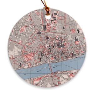 Mapa de Old Orleans Francia (1944) Ornamentos vintage del Atlas de la ciudad de Loiret