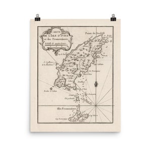 Antiguo Mapa de Ibiza España (1764) Vintage Baleares Islas Baleares Atlas Cartel