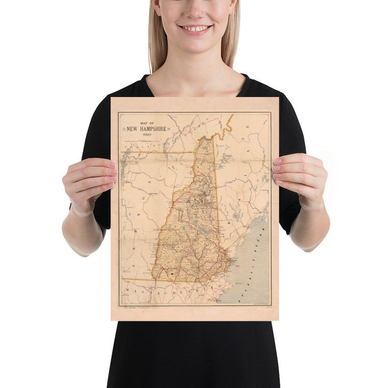 Old New Hampshire Map (1890) Vintage Live Free or Die State Atlas Poster image 4