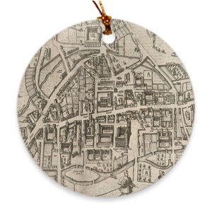 Old Cambridge England Map (1575) Vintage Cambridgeshire Town Atlas  Ornaments