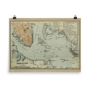 オールドチャールストン港 SC 地図 (1904) ヴィンテージ サウスカロライナ ポート アトラス ポスター