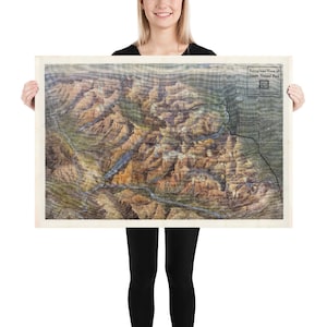 Old Glacier Nationalpark Karte (1914) Vintage Montana Mountains Atlas Poster