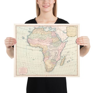 Old Africa Map (1800) Vintage African Continent Atlas Poster