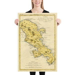 Pôster Mapa antigo da ilha de Martinica (1780) Índias Ocidentais francesas vintage e atlas da ilha do Caribe