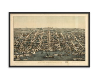 Carte panoramique de 1863 d'Alexandria, Virginie - France
