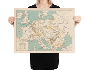 May include: An antique map of Europe, featuring countries in shades of beige, green, and yellow. The map includes detailed geographical features and country borders. The text "WALKER LITH. & PUB. CO." is visible at the bottom left.