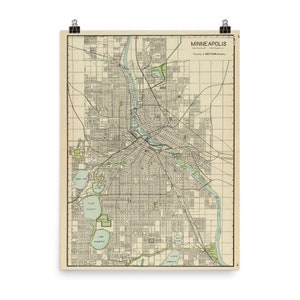 Old Minneapolis MN Map (1901) Vintage Minnesota City of Lakes Atlas Poster