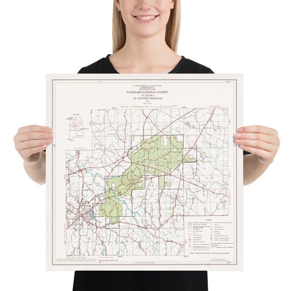 Tuskegee National Forest Map Tuskegee National Forest Map 1972 Alabama Woodland Reserve - Etsy