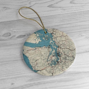 Vintage Puget Sound Map (1919) Washington State Pacific Ocean Inlet  Ornaments