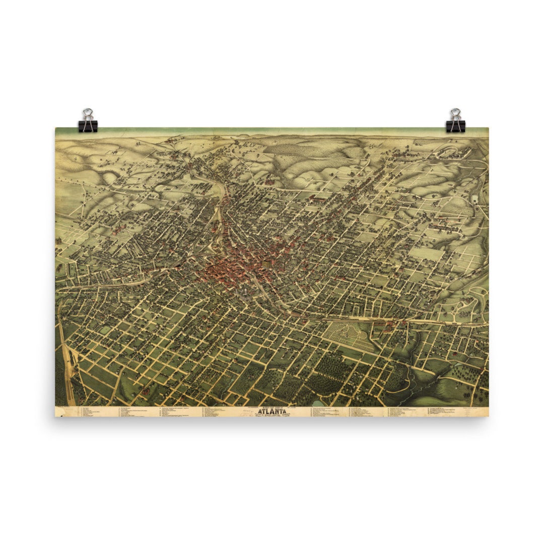 Old Atlanta Georgia Map 1892 Vintage ATL City & Street Atlas - Etsy
