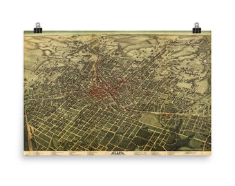 Old Atlanta Georgia Map (1892) Vintage ATL City & Street Atlas Poster