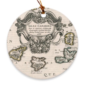 Vintage Kanarische Inseln Karte (1656) Alte Islas Canarias Atlas Ornamente