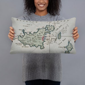 Old Guernsey Island Map (1801) Vintage English Channel Isle Atlas Basic Pillow