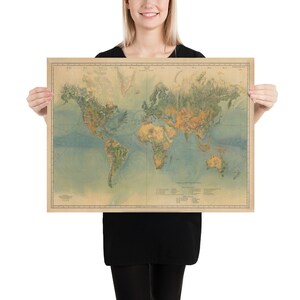 Old World Maritime Fuel Station Shipping Routes Carte (1920) vintage Global Nautical Boating Atlas Affiche