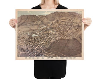 Old Aspen CO Map (1893) Vintage Colorado Ski City Atlas Poster