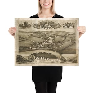 Old Valley Forge PA Map (1890) Vintage George Washington Pennsylvania Hoofdkwartier Atlas Poster