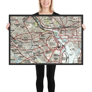 Arlington Virginia & Washington DC kaart (1982) Noordelijke VA Atlas ingelijste poster