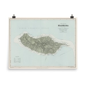 Oude Madeira Eiland Portugal Kaart (1904) Vintage Portugese Eiland Atlas Poster