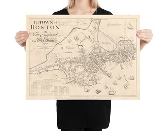 Alte Boston MA Karte (1835) Vintage Massachusetts City Atlas Poster