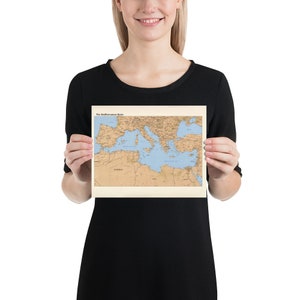Mediterranean Sea Map (1998) Southern Europe & Northern Africa Atlas Poster