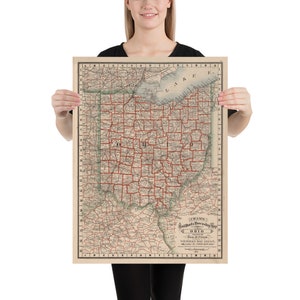 Alte Ohio Karte (1878) Vintage OH County & State Atlas Poster