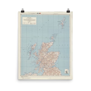 Old Scotland Carte (1943) vintage Scottish Nautical - Maritime Chart Poster