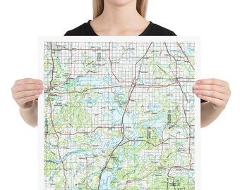 Lake Eufaula Map (1978) Oklahoma Reservoir Atlas Poster