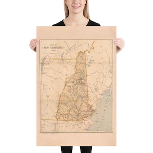 Old New Hampshire Map (1890) Vintage Live Free or Die State Atlas Poster image 5