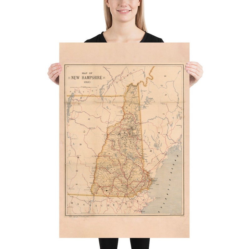 Old New Hampshire Map (1890) Vintage Live Free or Die State Atlas Poster image 5