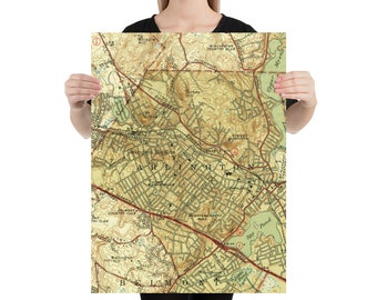 Old Arlington MA Map (1946) Vintage Boston Massachusetts Suburb Atlas Poster