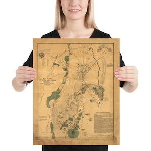 Antiguo mapa de campo de batalla de Gettysburg (1864) Vintage EE.UU. Batalla civil Atlas Cartel